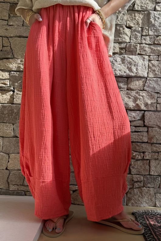 Tasha Cushion Cotton Balloon Barrel Pant Watermelon